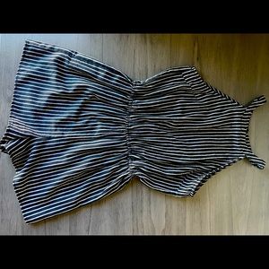 Black with white stripes romper